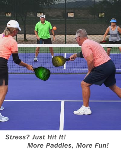 8-Pack Pickleball Paddles Set - Wooden Rackets with Fiberglass Surface & Polypropylene Honeycomb Core, Includes 2 Portable...