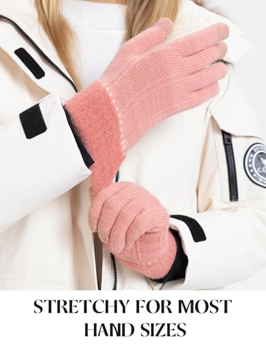 ORVINNER Winter Gloves for Women, 4 Pairs Womens Touch Screen Warm Lining Stretchy Thermal Knitted Gloves for Cold Weather