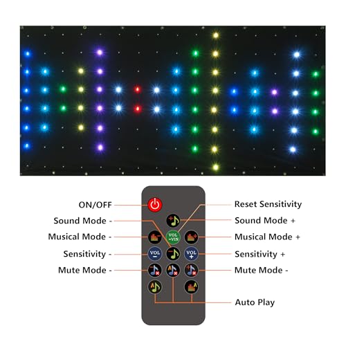 DJ Stage Light Pro 3.3x6.9ft LED Motion Drape Facade - Sound-Activated Rhythm Lights with Remote, 80+ Music Programs & 70 ...