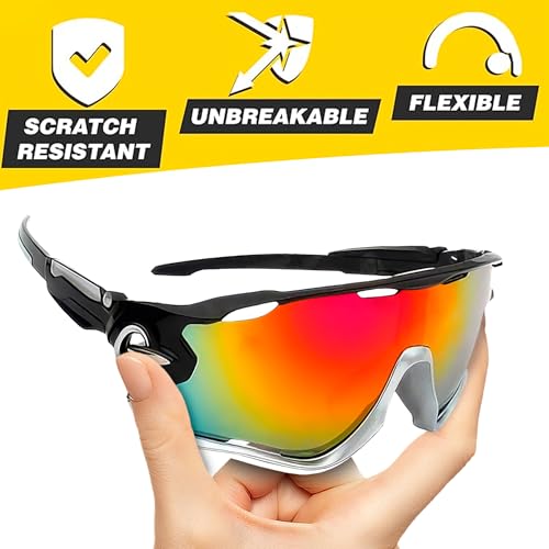 2 Pcs Sport Sunglasses Men - Lightweight & Flexible Running Glasses for Men and Women, Secure Fit, Scratch-Resistant Lense...