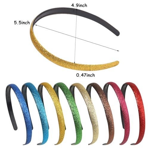 doboi 15 Colors Toddler Headbands Sparkle Plastic Headbands For Girls Glitter Thin Head Bands No Slip Fashion Girls Hard T...