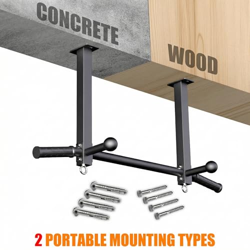 HWOOUSA Pull Up Bar Ceiling Mount, 600LBS Heavy Duty Multi Grip Chin Up Bar, 24"/16" Rafter PullUp Bar, Ceiling Beam for G...