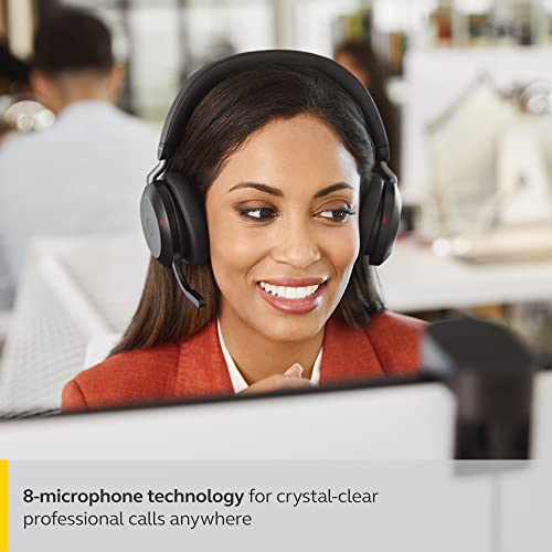 Jabra Evolve2 75 PC Wireless Headset with 8-Microphone Technology - Dual Foam Stereo Headphones with Adjustable Advanced A...