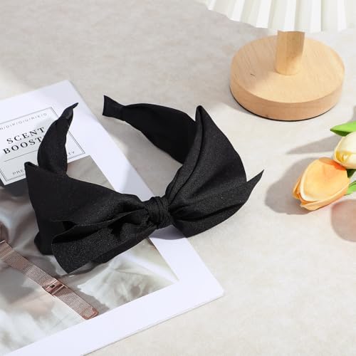 DOPENSPI Wide Bow Headband for Women, Cute Bowknot Headbands Soft Hair Hoop Band Elastic Hair Accessories for Women Washin...