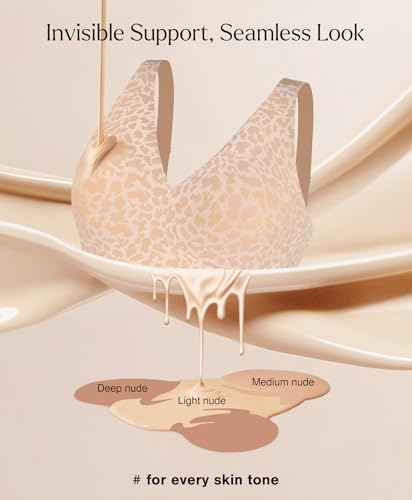 Popilush Wireless Bras Women Seamless No Underwire Push Up Bra Supportive Deep V Bralette Everyday Comfortable T-Shirt Bra