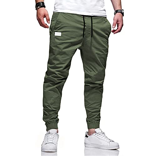 Men's Cargo Sweatpants Elastic Waist Casual Lightweight Outdoor Pants Oversized Comfort Classic Trendy Jogger Cotton Trousers