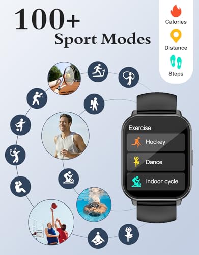RUIMEN Smart Watches for Men Women (Answer/Make Calls, 2 Bands Included), 1.8" Smartwatch for iOS/Android Phones, Fitness ...