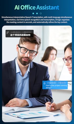 Omuotaut AI Smart Bluetooth Glasses with 800W Pixels Camera, 2K HD Photo and Video Recording, Translation, Meeting Recordi...