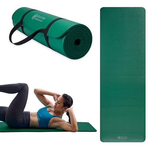 Gaiam Gaiam Essentials 2/5" Thick (10mm) Yoga & Pilates, Fitness & Exercise Mat with Easy-Cinch Carrier Strap Cusion Suppo...