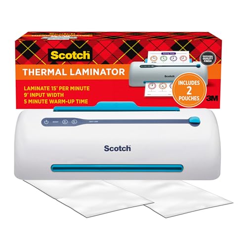 Scotch PRO TL906 Thermal, Laminator Machine, 1 Laminating Device, White/Blue, Laminate Recipe Cards, Photos, Documents, fo...