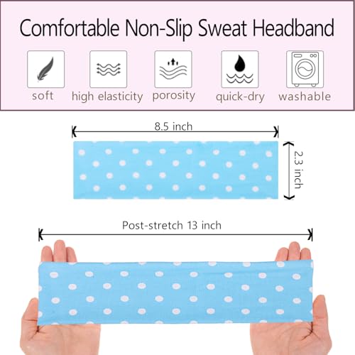 Leeven Polka Dot Headband for Women 6 Pack Non Slip Soft Elastic Floral Hairbands Soft Fabric Stripe Head Bands for Girls ...