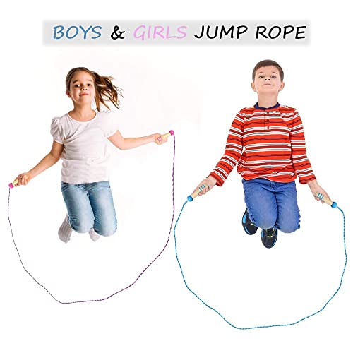 Jump Rope for Kids, Lorvain Adjustable Skipping Rope, Kids Jump Ropes with Wooden Handle for Girls Boys, Weighted Jumping ...
