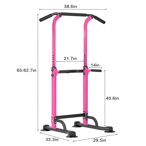 SogesPower Power Tower Dip Station Pull Up Bar for Home Gym Adjustable Height Strength Training Workout Equipment,Pull Up ...