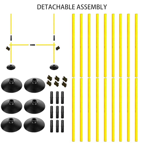 Voodans Adjustable Height Agility Hurdle Set Multi-Function Soccer Trainning Pole Set Coaching Sticks with Rubber Base