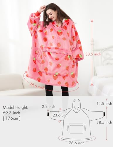 KFUBUO Wearable Blanket Hoodie for Adults Sherpa All Patterns Oversized Sweatshirt Blanket with Pockets Cute Birthday Gift...