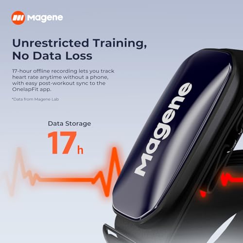 Magene H613 Heart Rate Monitor Chest Strap with Precise Tracking, Bluetooth & ANT+ Connectivity, 17h Offline Storage, IPX7...