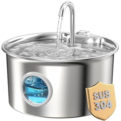 Cat Water Fountain Stainless Steel: Cat Fountain for Drinking - 88oz/2.6L Pet Water Fountain for Cats Indoor - Quiet Cats ...