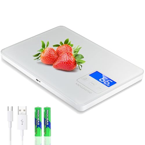MegaWise Precision Food Scale, 33lb Waterproof Rechargeable Digital Kitchen Scale, 1g/0.04oz Precise Graduation, Weight Gr...