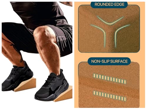 Squat Wedge Blocks Stretching blocks,Non-Slip Surface with Beveled Edges for Core Exercises,Natural Eco-Friendly/squats& w...