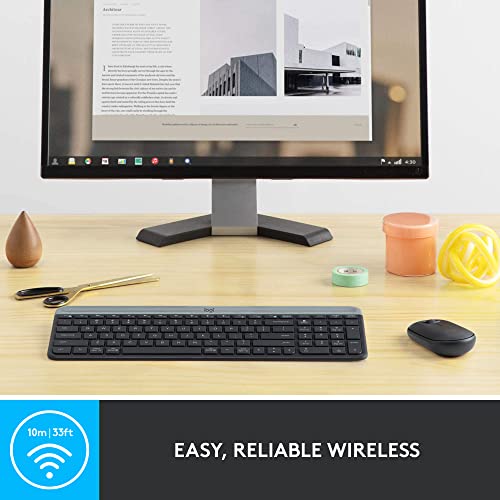 Logitech MK470 Slim Wireless Keyboard and Mouse Combo - Modern Compact Layout, Ultra Quiet, 2.4 GHz USB Receiver, Plug n' ...