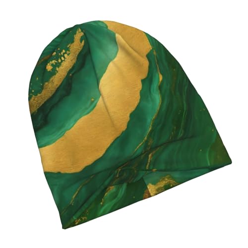 sackhg Black and Gold Geometric Print Winter Beanie Hat Men Women Soft Lightweight Thermal Cap for Outdoor Skiing Wear