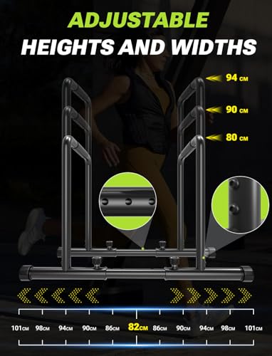 YOLEO Adjustable Dip Bar- 1100lbs Dip Station Portable Functional Fitness Bar with Safety Connector, Heavy Duty Dip Stand ...