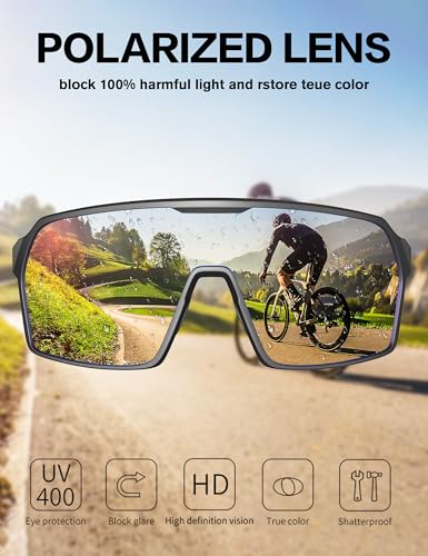 BIRCEN Polarized Baseball Sunglasses for Sports: TR90 Lightweight Running Sunglasses Cycling Glasses for Outdoor Runners MTB