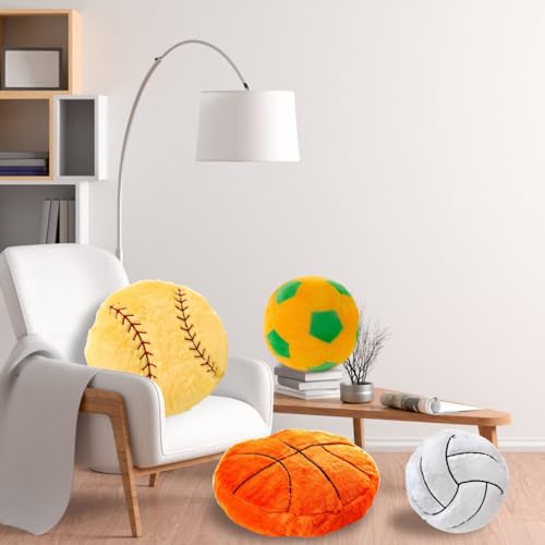 Volleyball Sports Pillow Fluffy Soft Throw Pillow Toy ，14" Durable Sport Basketball Plush Toys,Plush Pillow Toys Gift for ...