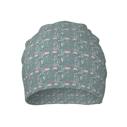 Romantic Paris Eiffel Tower Bycicle Print Winter Beanie Hat Men Women Soft Lightweight Thermal Cap for Outdoor Skiing Wear...