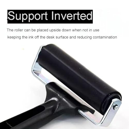 3-Pack Hard Rubber Brayer Rollers, 1.4/2.4/4 Inch for Printmaking, Ink Stamping, Gluing, Wallpaper, Anti-Skid Tape Applica...
