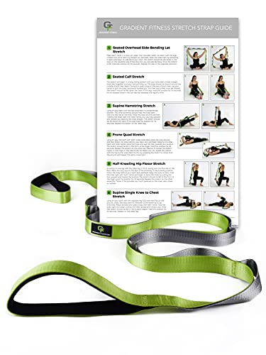 Gradient Fitness Stretching Strap for Physical Therapy, 12 Multi-Loop Stretch Strap 1" W x 8' L, Neoprene Handles, Physica...