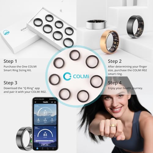 COLMI R02 Smart Ring, a Smart Ring for Women and Men, with a Charging case, Supports Heart Rate, Blood Oxygen, Sleep Healt...