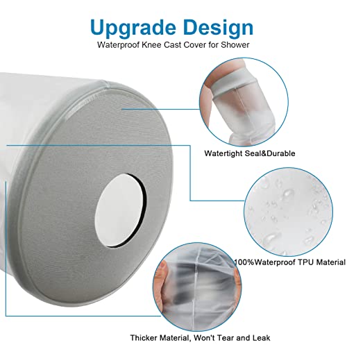 Divvsck Waterproof Knee Cast Cover for Shower,Watertight Cast Bag Covers- Shower Protector for Knee Replacement Surgery, W...