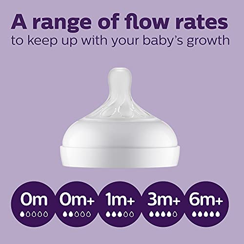 Philips Avent Natural Baby Bottles with Natural Response Nipples (Medium Flow, Flow 3), 9oz, Teal, 4-Pack, SCY903/44