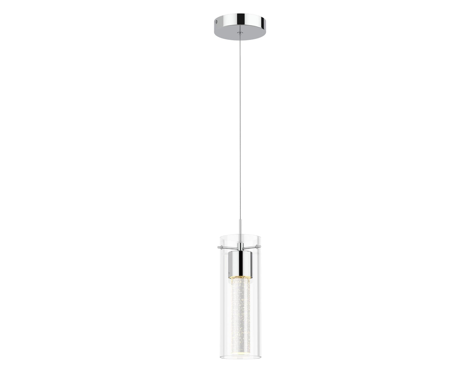 Tawson 1-Light Pendant Ceiling Light Fixture, Integrated Led, Silver Bubble Glass, Model 12710, Ideal For Kitchen, Hallway, Dining Room