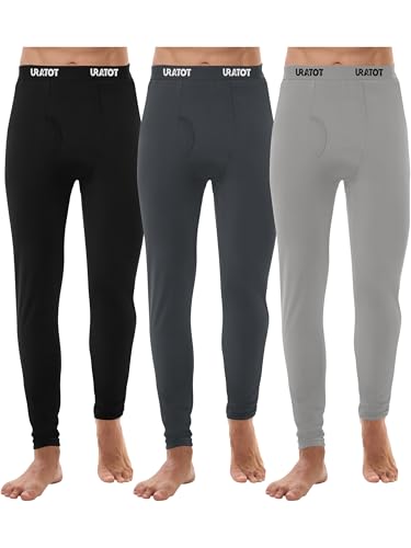 URATOT Men's Thermal Underwear Bottom Fleece Long Johns for Men Soft Warm Base Layer Thermal Pants for Cold Weather
