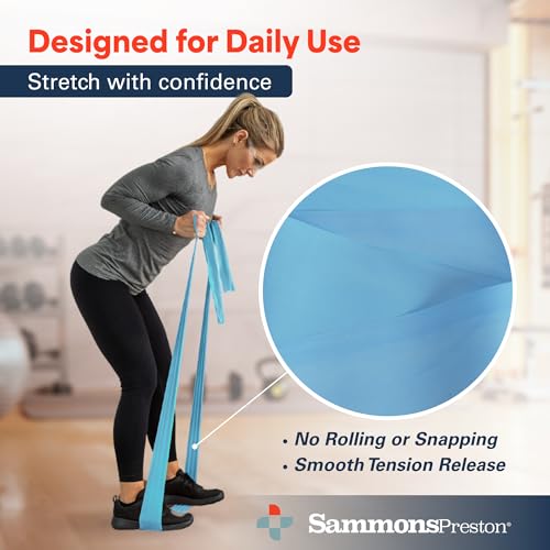 Sammons Preston 5pk Resistance Bands for Working Out, Color‑Coded Non‑Latex Exercise Bands, 5 ft Stretch Bands for Physica...