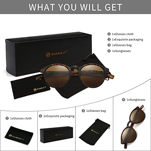 SUNGAIT Classic Vintage Round Polarized Sunglasses for Women Men Retro Style UV400