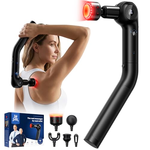 BOB AND BRAD 2-in-1 Massage Gun with Heat & Red Light Soothing L7 Ultra Massage Gun with Extension Handle &Adjustable Angl...