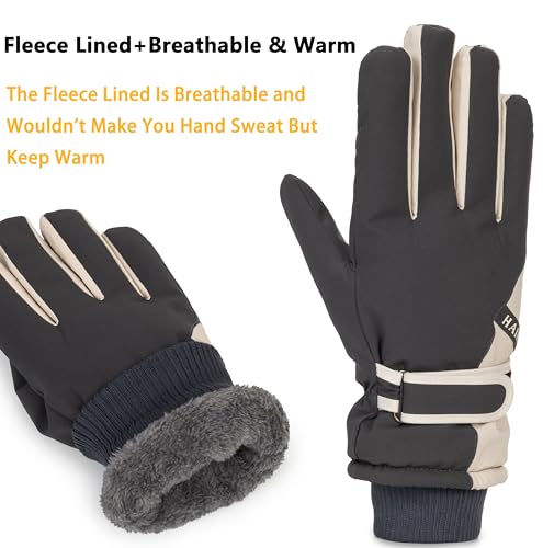 Winter Ski-Gloves for Men-Women Non-Slip-Plus-Velvet-Thickened Mitt Waterproof Cold-Weather Touchscreen-Cycling-Gloves S/M