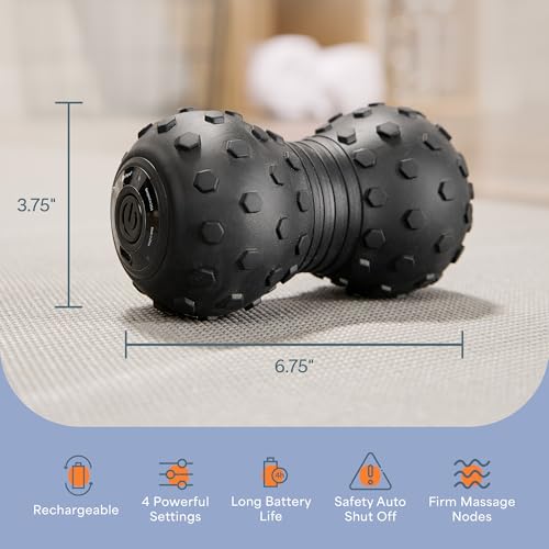 Lifepro 4-Speed Vibrating Massage Ball - Peanut Massager and Vibrating Foam Roller for Fitness, Mobility, and Relaxation -...
