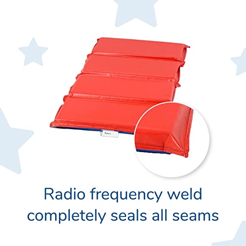 Children's Factory Angels 2" Thick Toddler Nap Mat, Red-Blue, 4 Section Waterproof Sleeping Mat for use in Preschools and ...