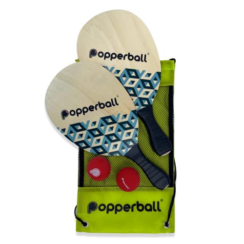 Popperball Paddle Sport: Portable Yard Game for Beach, Park, Backyard | 2 Versions Available: Court Set & Practice Set