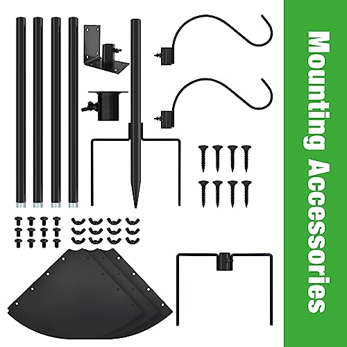 ERYTLLY Bird House Pole 80 Inch Bird Feeder Pole with Squirrel Baffle and 2 Hooks - Heavy Duty Bluebird Feeder Support Rod...