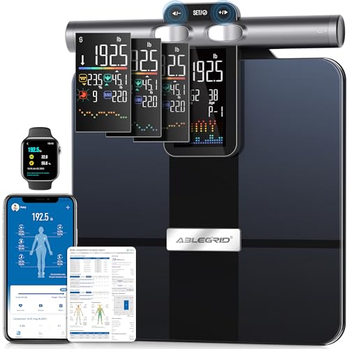 ABLEGRID 8-Electrode Body Composition Scale for Body Weight, Digital Bathroom Smart Body Fat Scale with Gradient Trends Di...