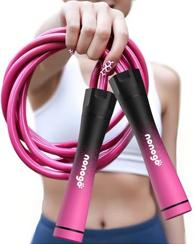 nonogo 1.1LB Weighted Jump Rope for Women – Adjustable 10mm Heavy PVC Skipping Rope for Fitness, Ideal for High-Intensity ...
