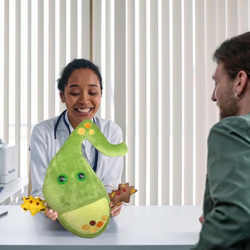 GIANT MICROBES Deluxe 14" Gallbladder Plush with Gallstones, Biology Stuffed Animal, Gallbladder Surgery Recovery Gifts, G...