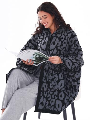 WDCOZY Wearable Blanket Hoodie Poncho Throw Comfy Soft Warm Cape Shawl Cozy Cloak Wrap Hooded with Sleeves For Women Adults
