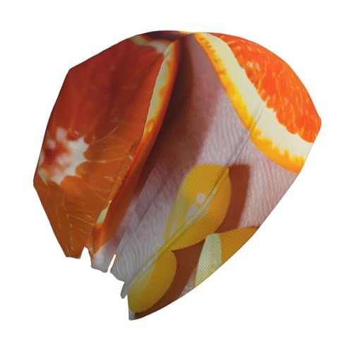 YANYU Fresh Orange Fruit Print Soft Beanie Hat for Men Women Warm Fashion Cap for Jogging Cycling Gift Outdoor Use