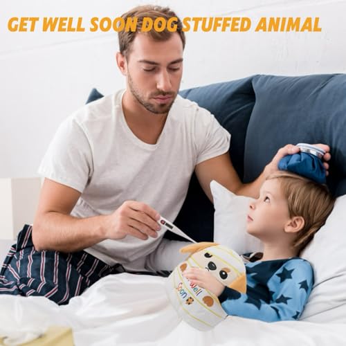 NIUBEHOHO Get Well Soon Dog Plush – Adorable Labrador Stuffed Animal with Bandage Theme, Perfect Get Well Gift for Loved O...